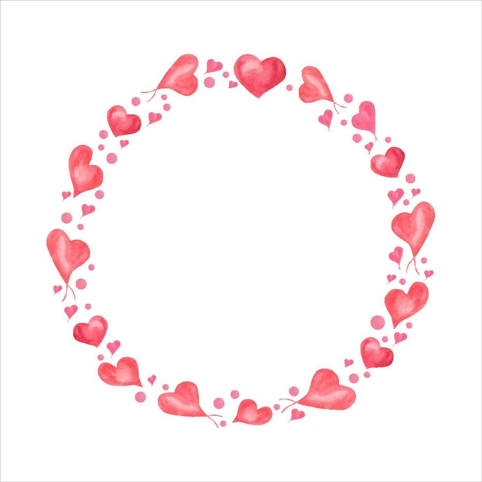 acuarela guirnalda de rosado corazones. romántico ilustración. para san valentin día, madres día tarjetas vector