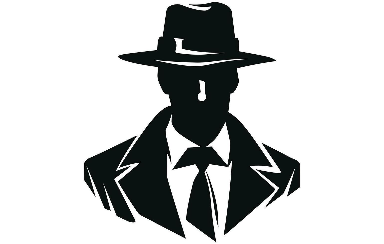 detective logo, silhouette of man wear hat and coat vector