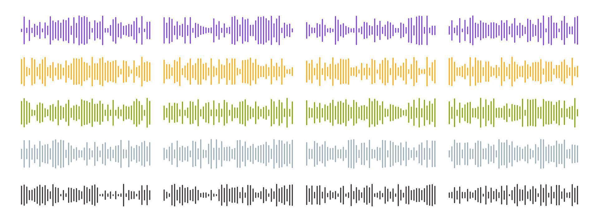 Set of sound waves. Audio equalizer technology, pulse music. Audio player. illustration. vector