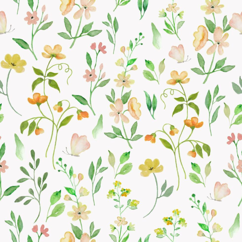 Watercolor seamless pattern. Hand drawn illustration isolated on pastel background. Vector EPS.