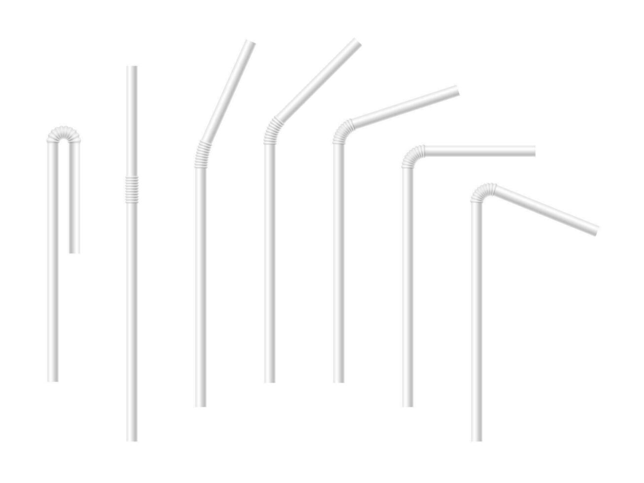 Vector set of realistic white drinking straws