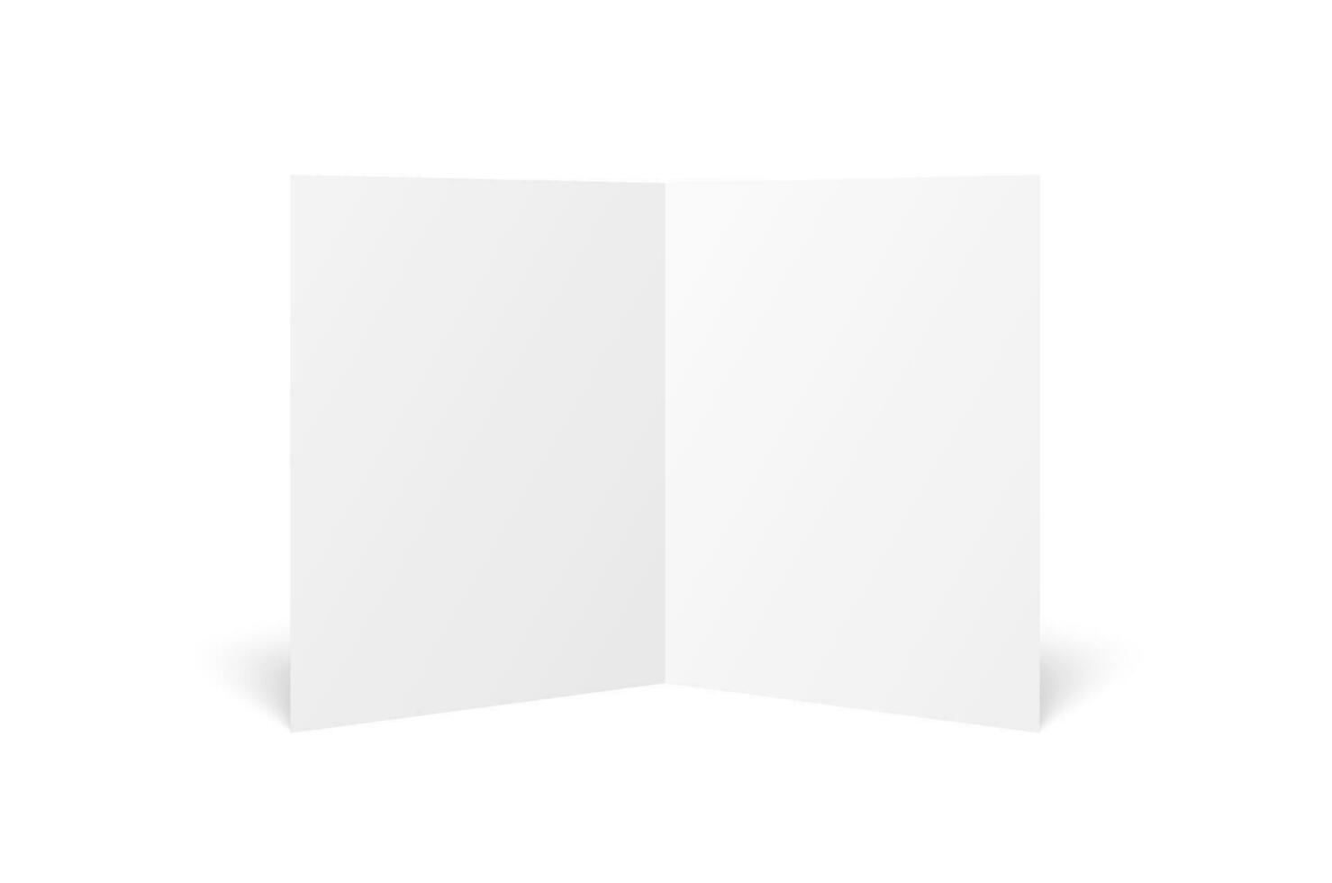 Vector blank white twofold leaflet opened