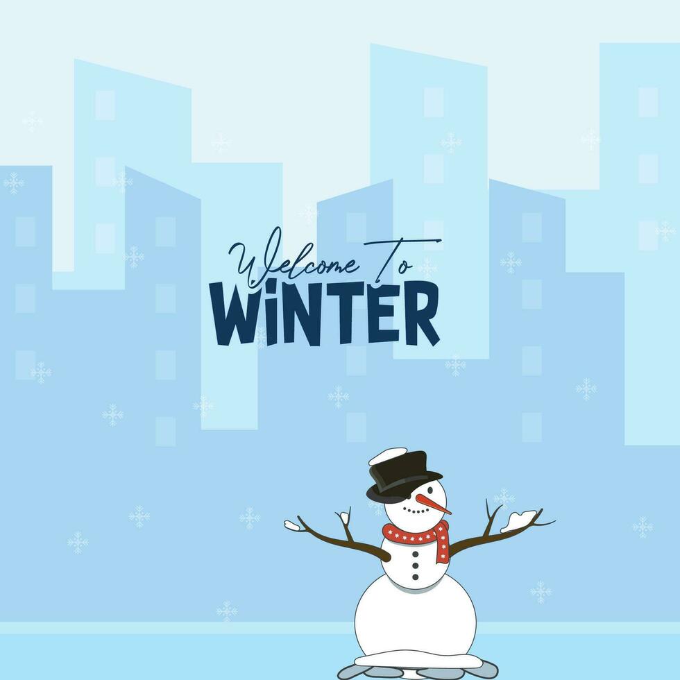 winter landscape, Winter landscape with snowman, vector design template.