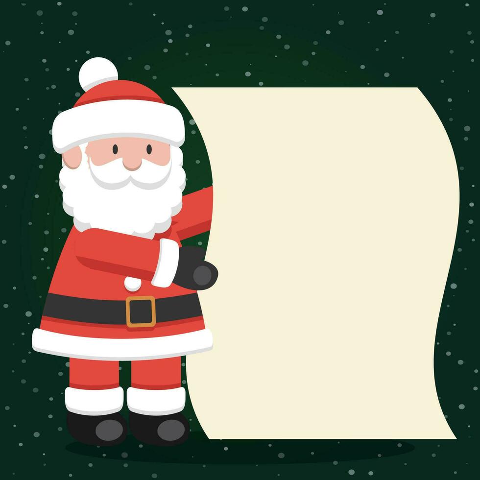 santa claus holding a blank sheet of paper vector