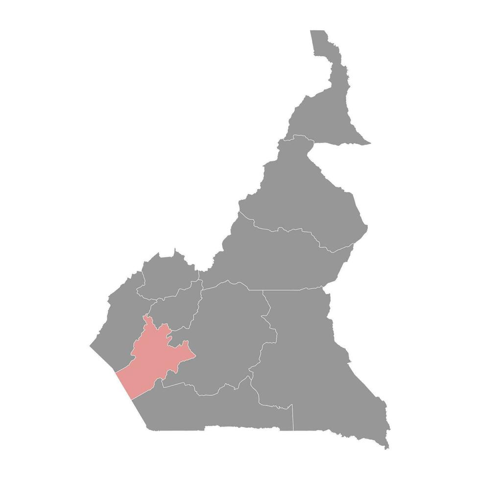 Littoral region map, administrative division of Republic of Cameroon. Vector illustration.