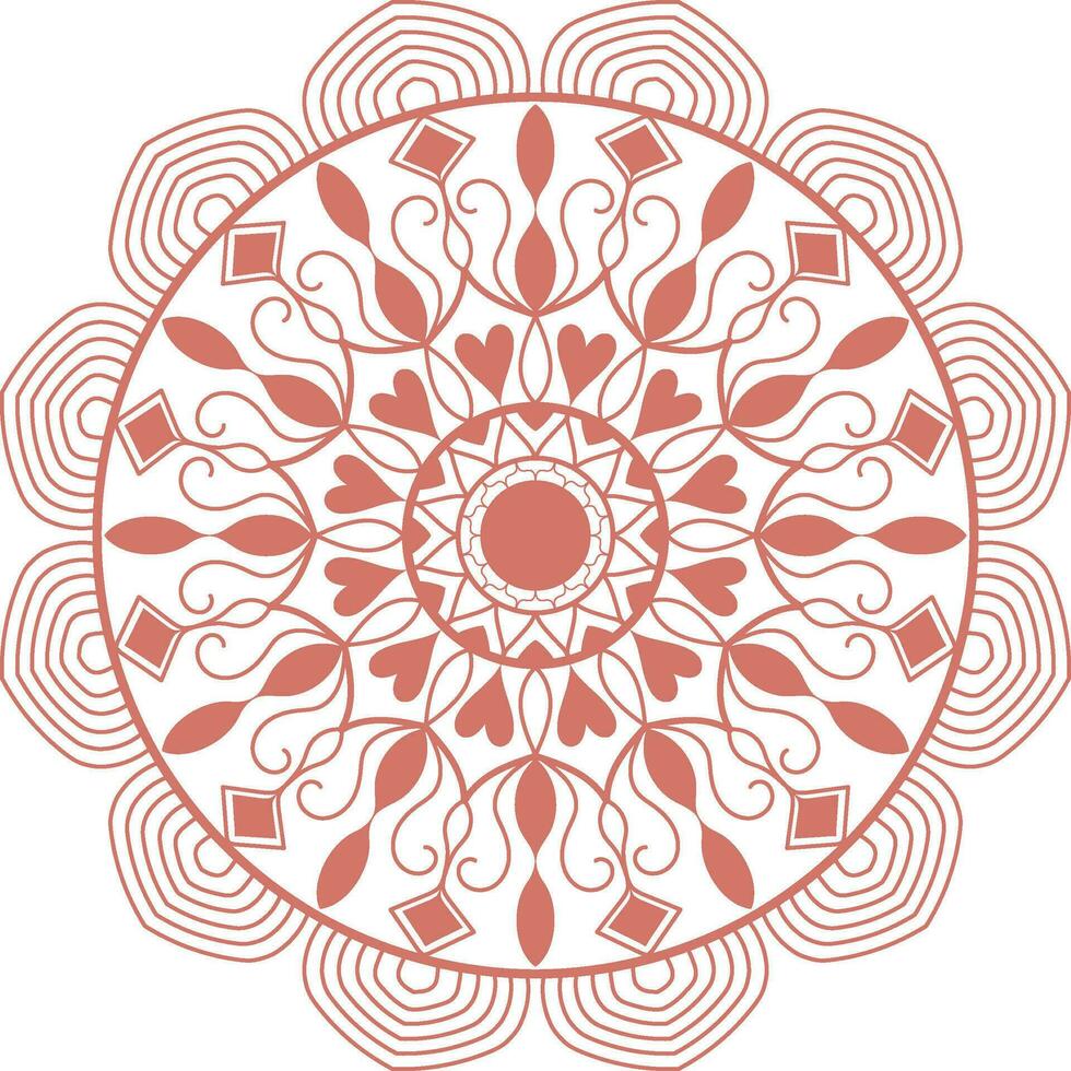 Coffee color circle mandala design is for textile print, coloring books, backgrounds, wallpapers. vector