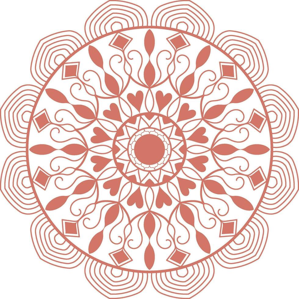 Coffee color circle mandala design is for textile print, coloring books, backgrounds, wallpapers. vector