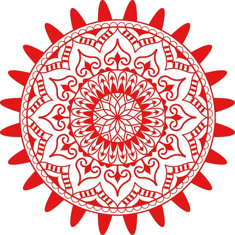 Red color luxury circle mandala pattern design. vector