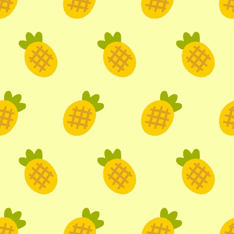Cute Doodle Pineapple Seamless Pattern Vector