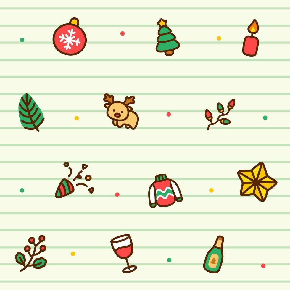 Doodle Cute Little Christmas Pattern No.6 vector