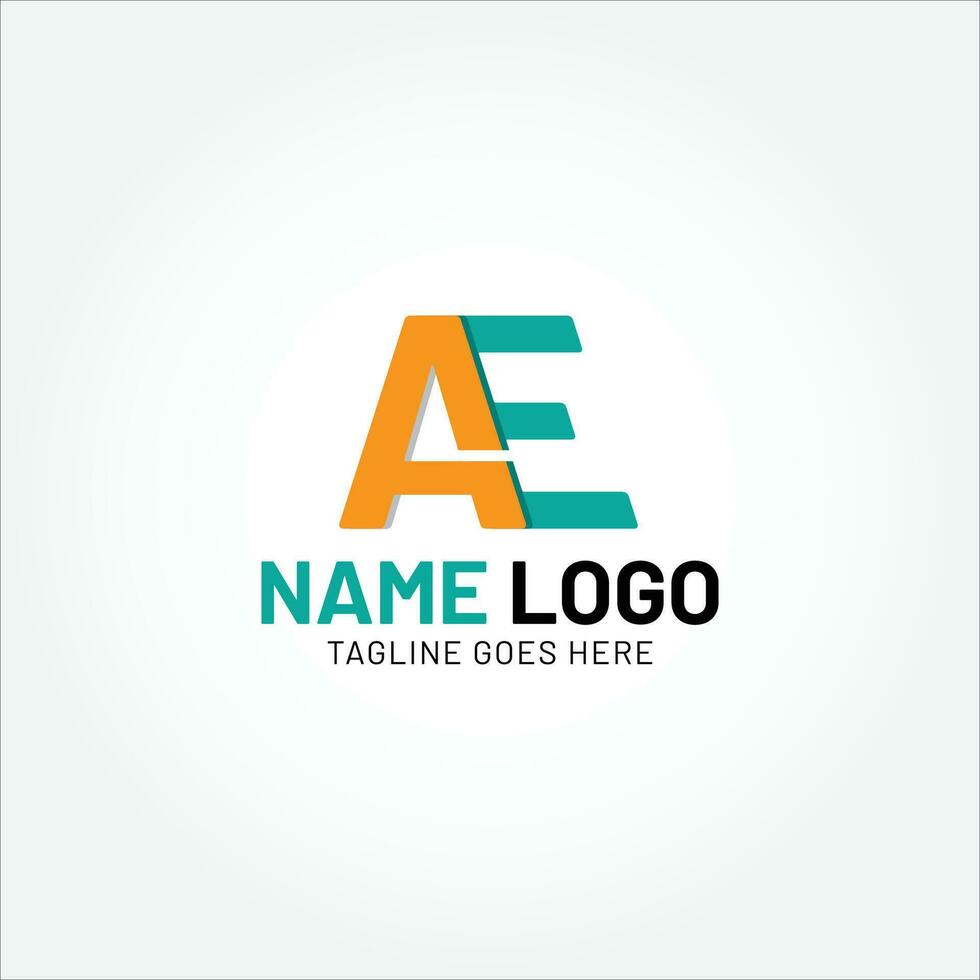 AE Logo. Letter Design Vector with orange and Black Colors