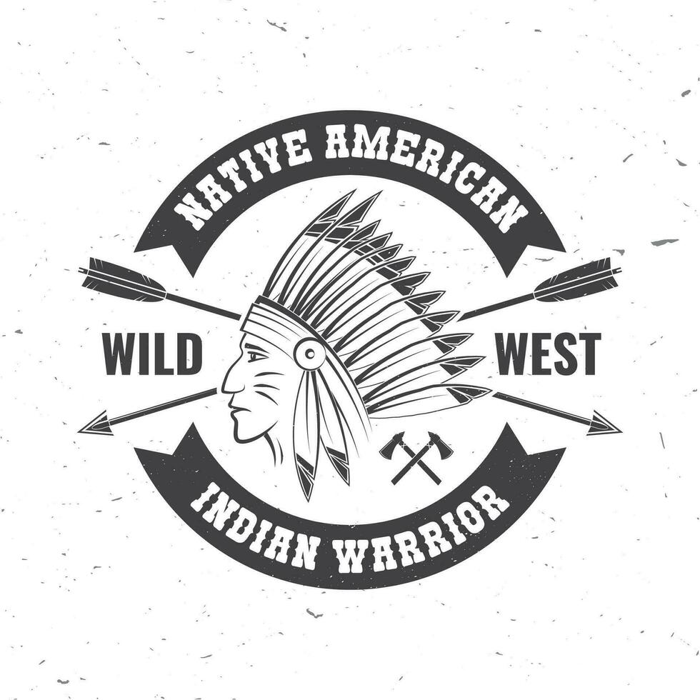 Native american indian warrior. Vector. Concept for shirt, logo, print, stamp, tee with indian warrior. Vintage typography design with arrows and indian face silhouette. vector