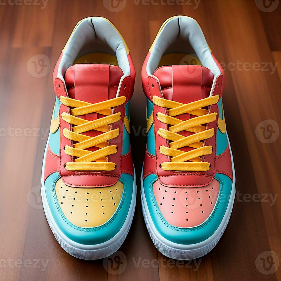 AI generated Bright modern stylish sneakers - AI generated image photo