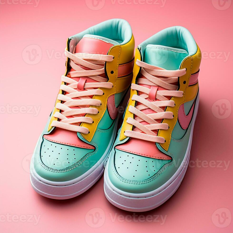 AI generated Bright modern stylish sneakers - AI generated image photo