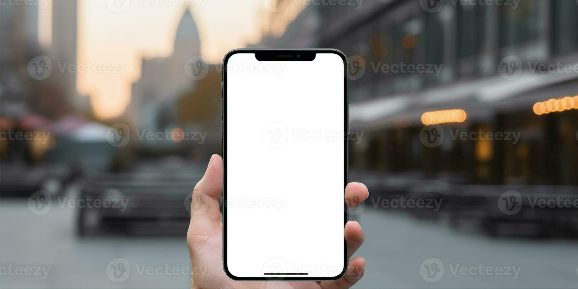 ai generado un persona participación arriba un iphone con un blanco pantalla foto