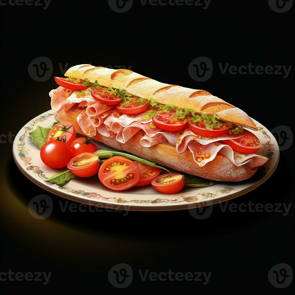 AI generated baguette beef submarine photo