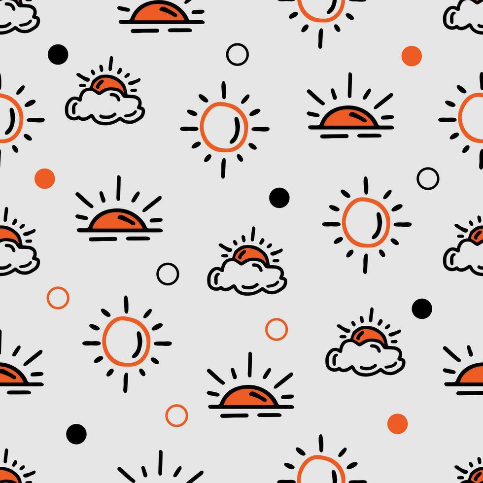 hand drawn suns seamless pattern background vector