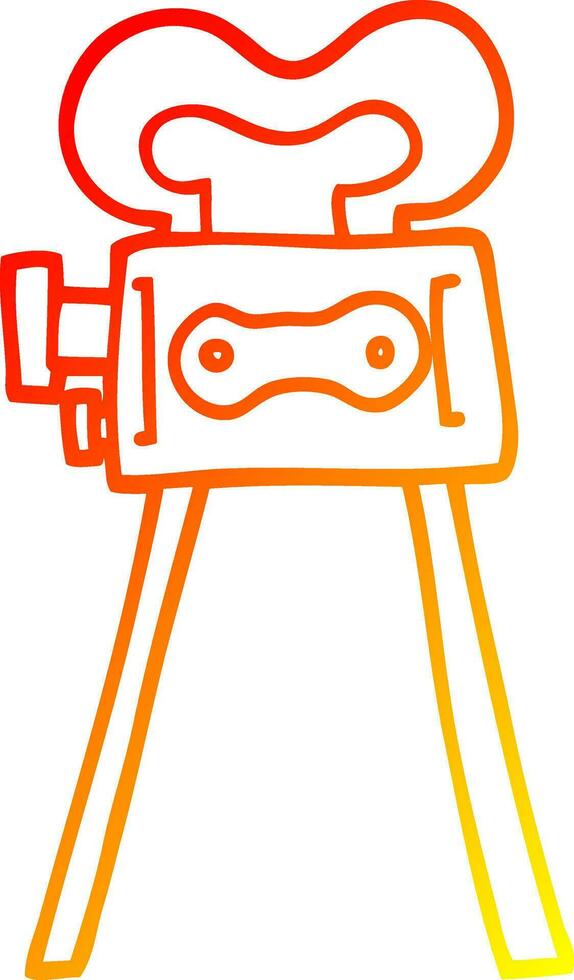 warm gradient line drawing cartoon film camera vector