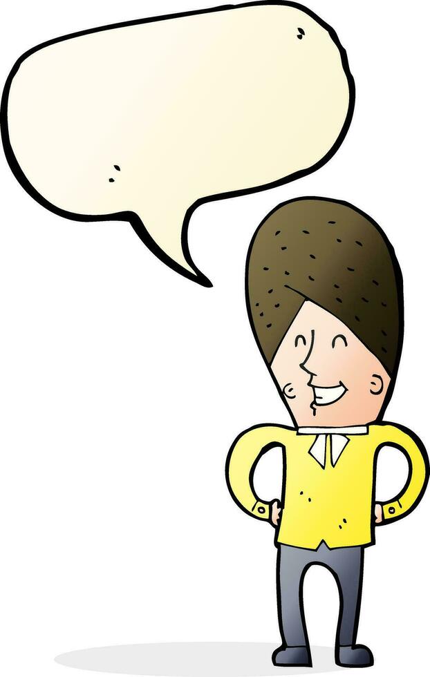 cartoon happy man with speech bubble vector