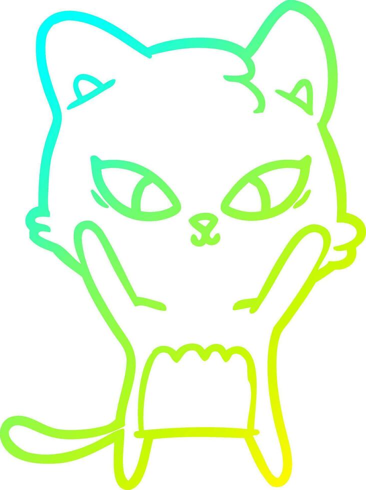 cold gradient line drawing cute cartoon cat vector
