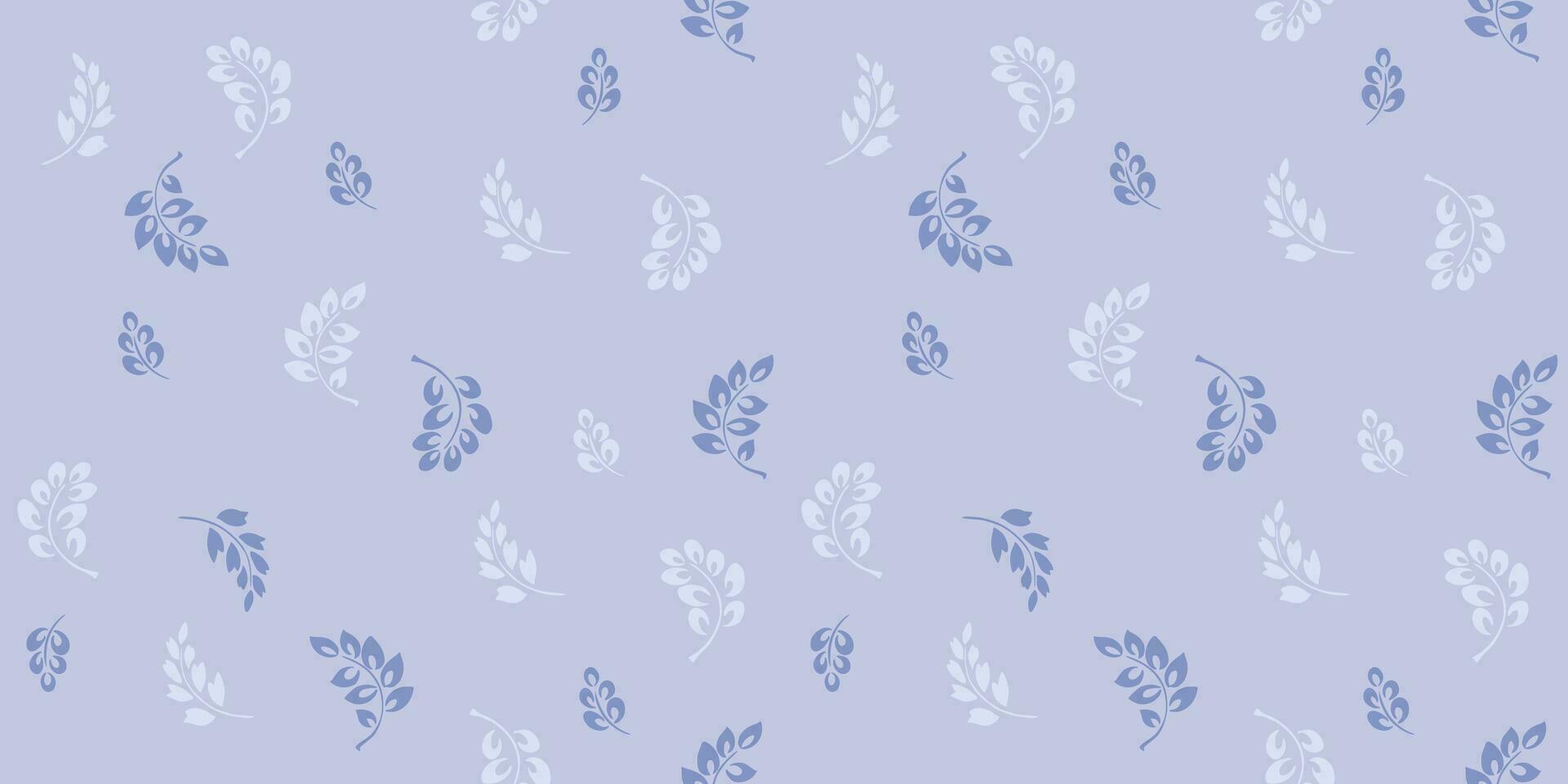 Minimalist seamless pattern with vector hand draw creative, cute, tiny branches leaves, drops. Monotone simple pastel blue botanical print. Template for design, textile, fashion, fabric, wallpaper