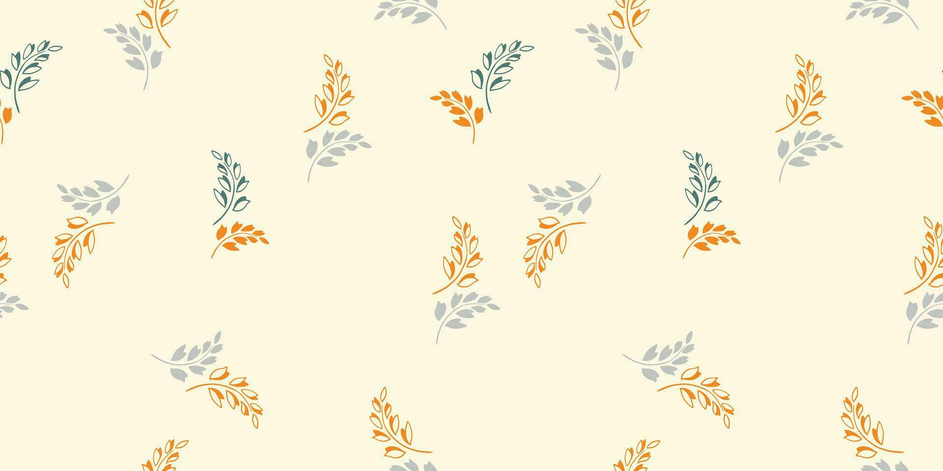 Seamless light minimalistic, gently, abstract floral pattern. Creative, abstract, tiny branches leaves, drops print. Vector hand drawn sketch. Template for design, fabric, textile, wallpaper, fashion