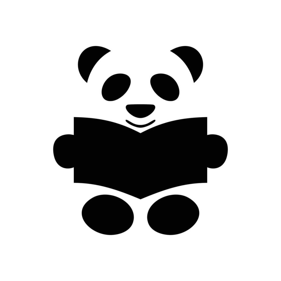 panda read book logo design. baby education sign and symbol. vector