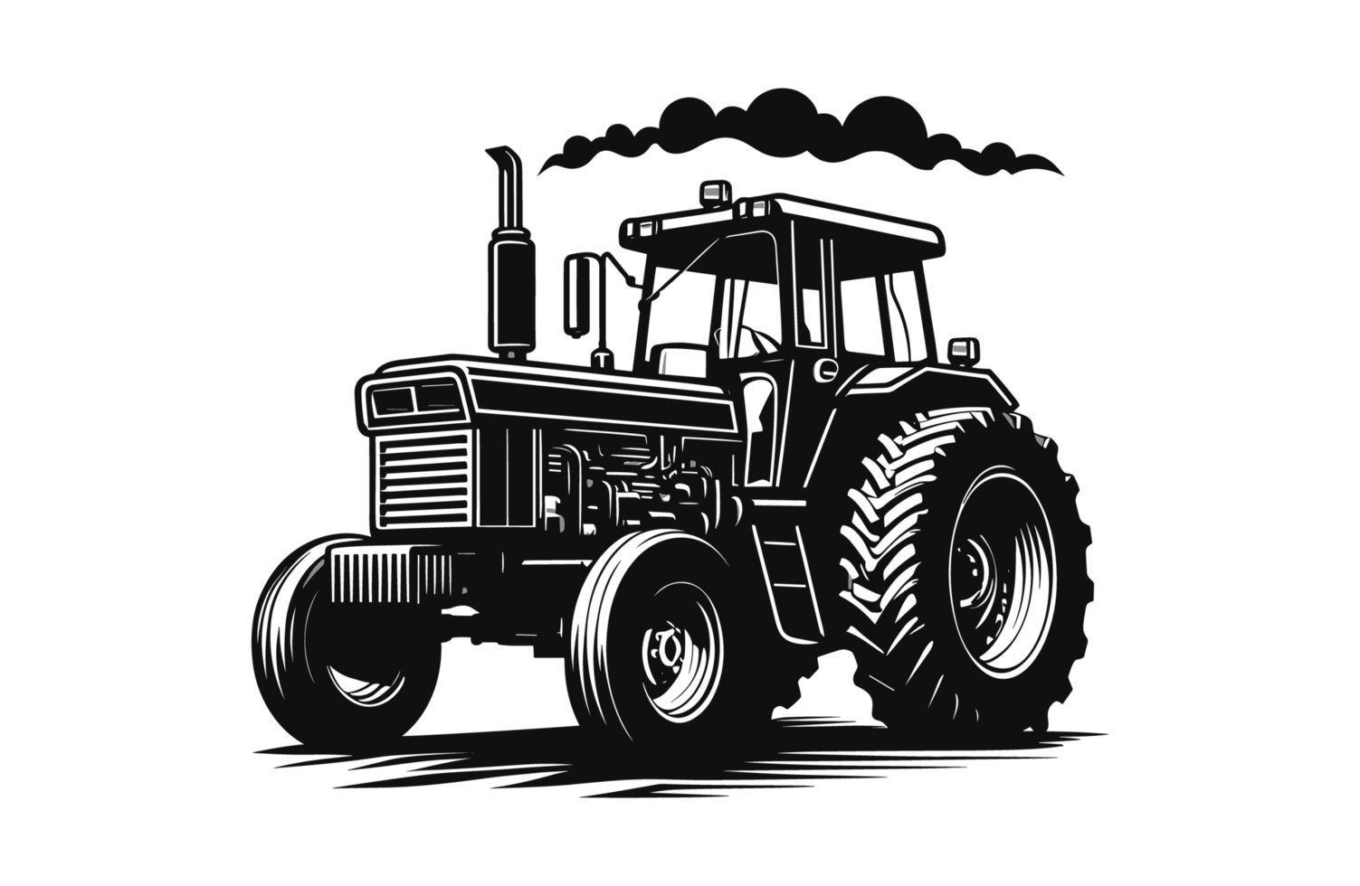 AI generated Tractor Farm Tools Illustration Silhouette PNG File