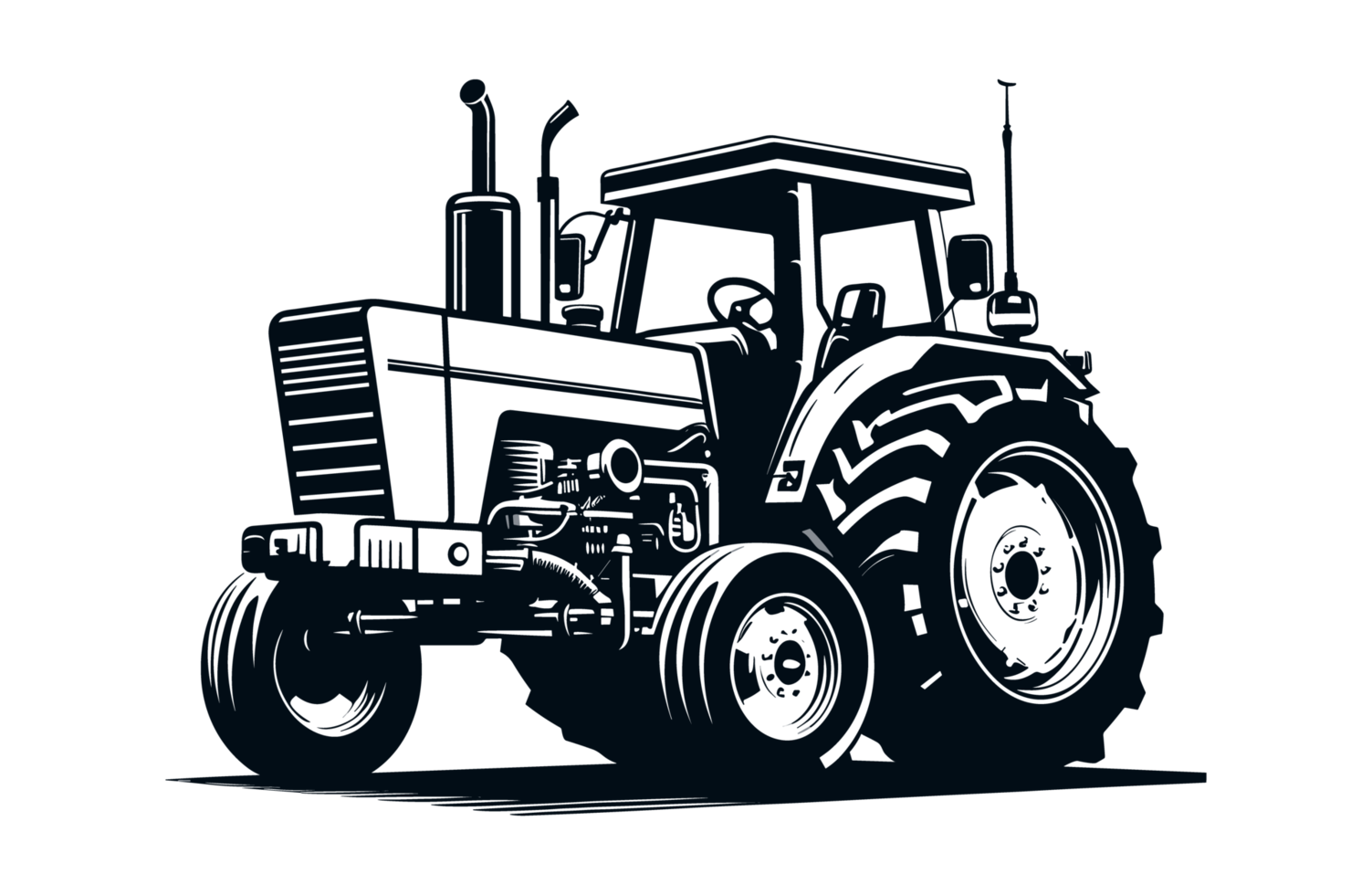 AI generated Tractor Farm Tools Illustration Silhouette PNG File