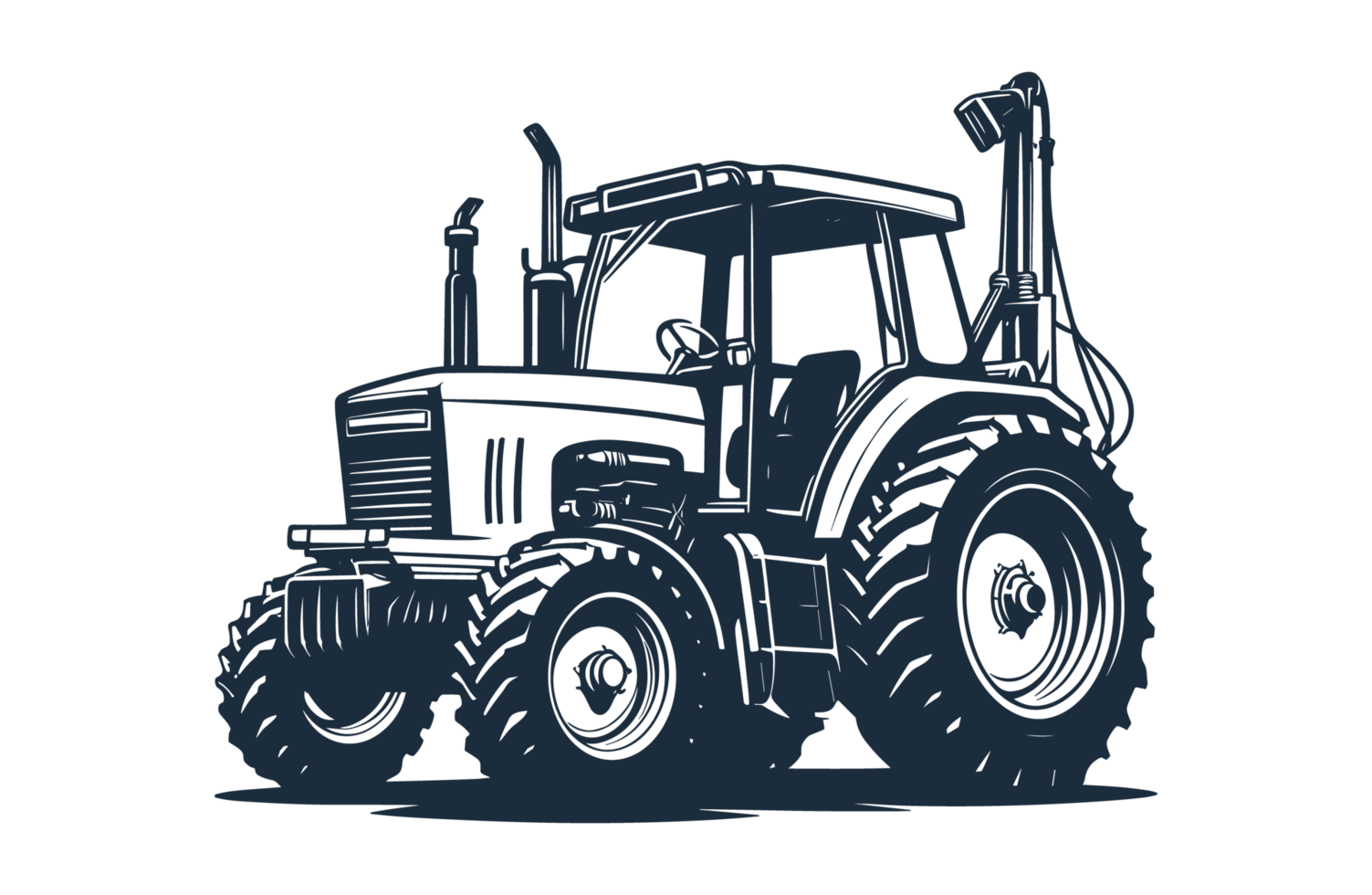 AI generated Tractor Farm Tools Illustration Silhouette PNG File