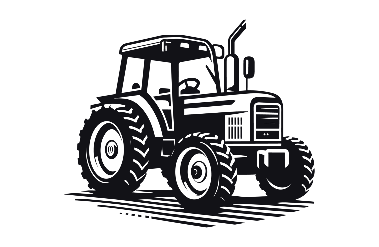 AI generated Tractor Farm Tools Illustration Silhouette PNG File