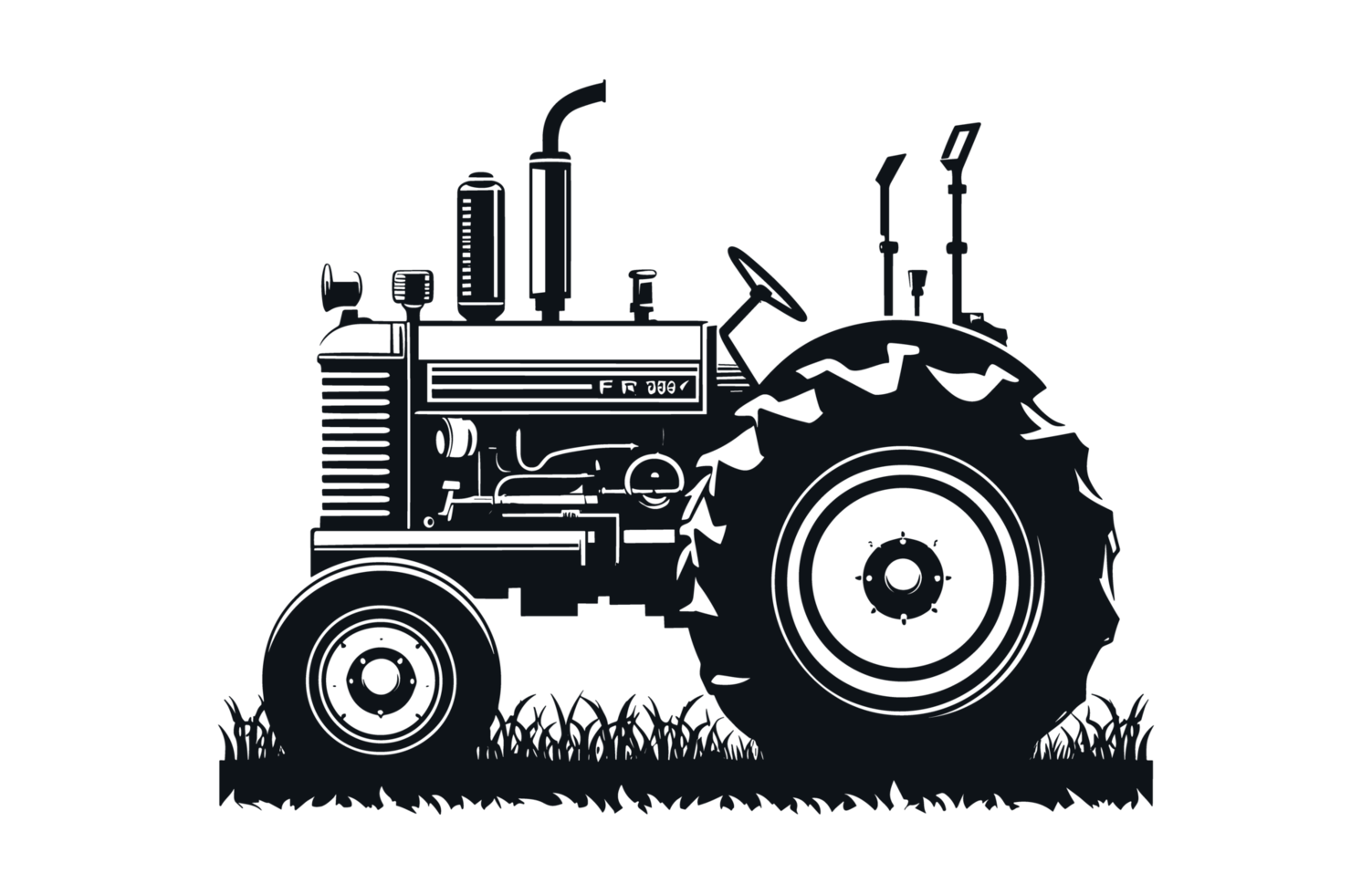 AI generated Tractor Farm Tools Illustration Silhouette PNG File
