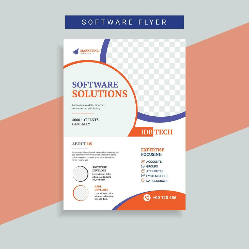 Software Solution Business Flyer Design Template Vector