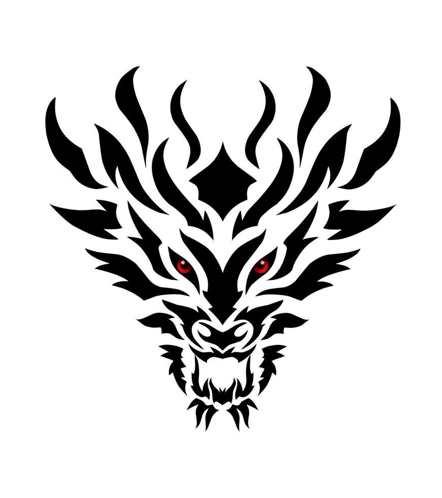illustration vector graphics of tribal art black dragon face design