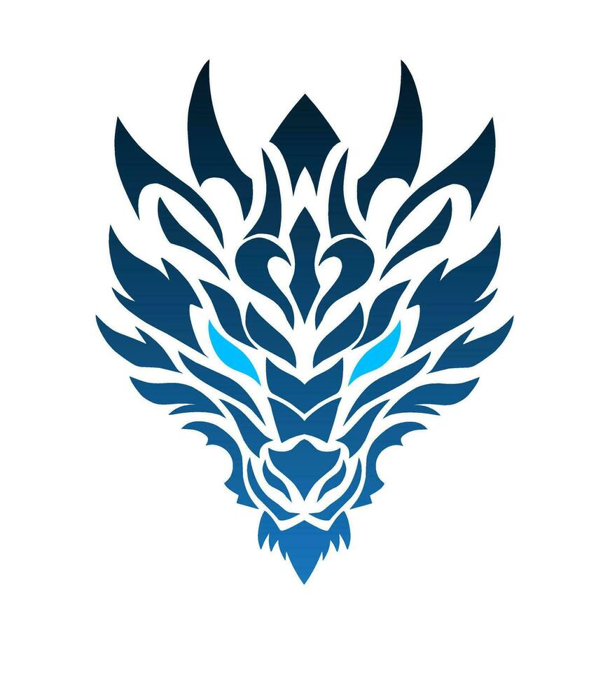 illustration vector graphics of tribal art blue dragon head tattoo