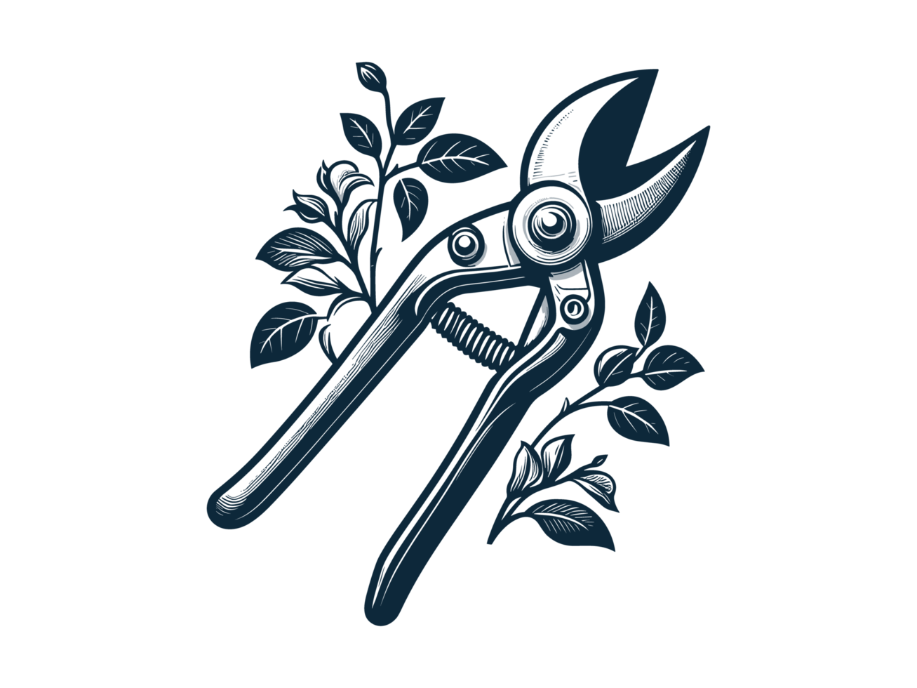 AI generated Pruning Shears Farm Tools Illustration Silhouette PNG File