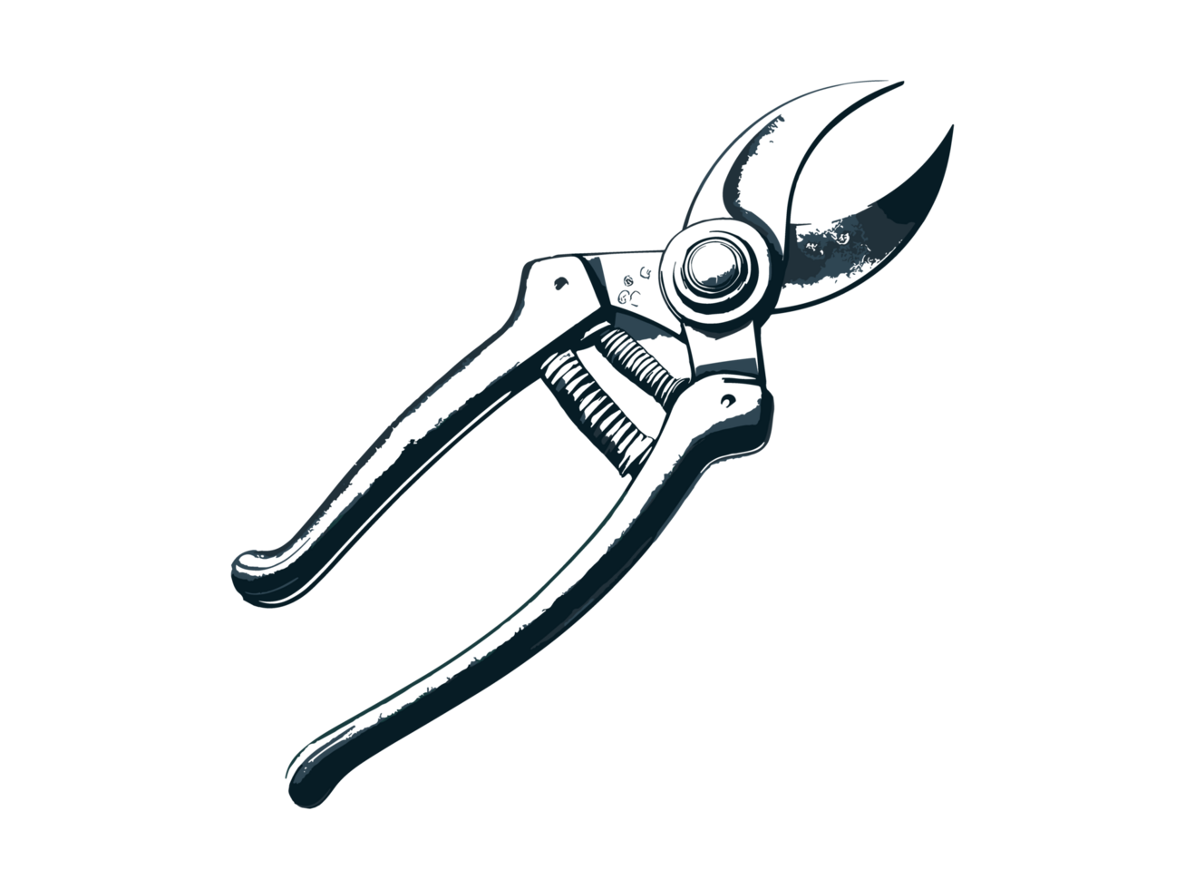 AI generated Pruning Shears Farm Tools Illustration Silhouette PNG File