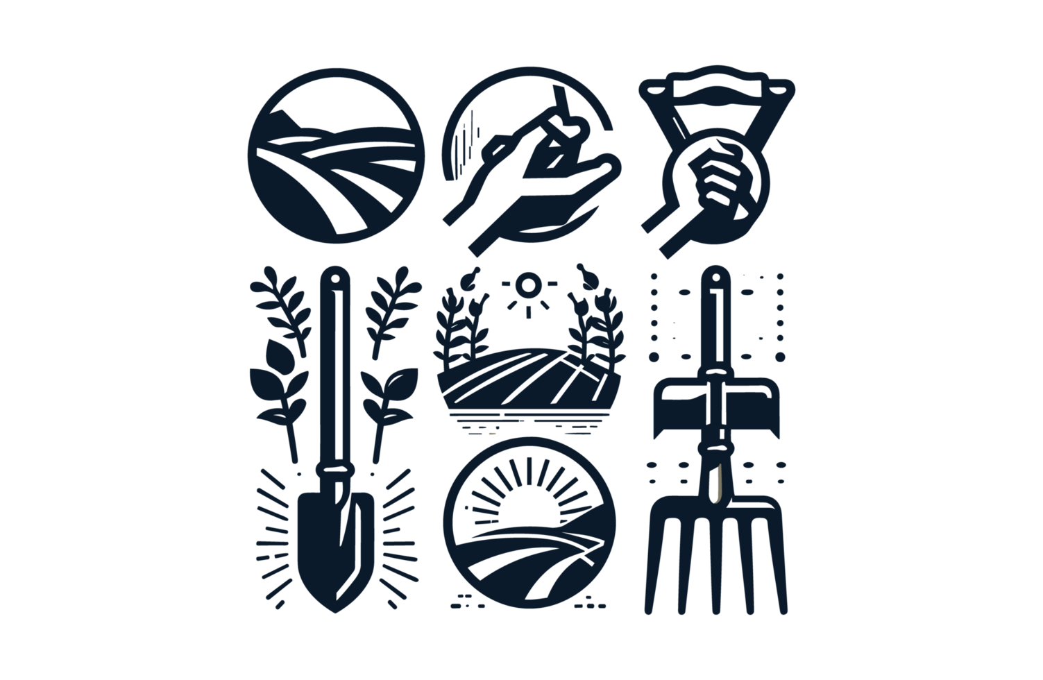 AI generated Hand Fork Farm Tools Illustration Silhouette PNG File