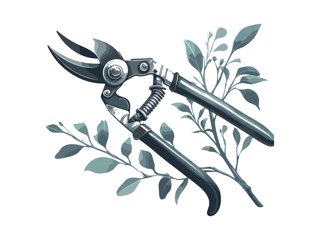 AI generated Pruning Shears Farm Tools Illustration Silhouette PNG File