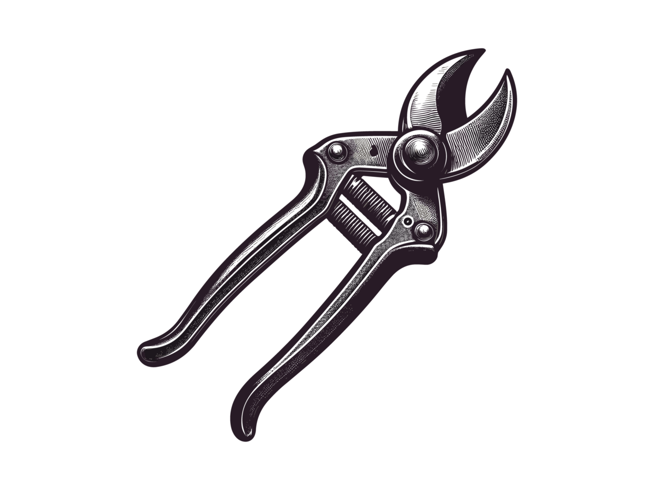 AI generated Pruning Shears Farm Tools Illustration Silhouette PNG File