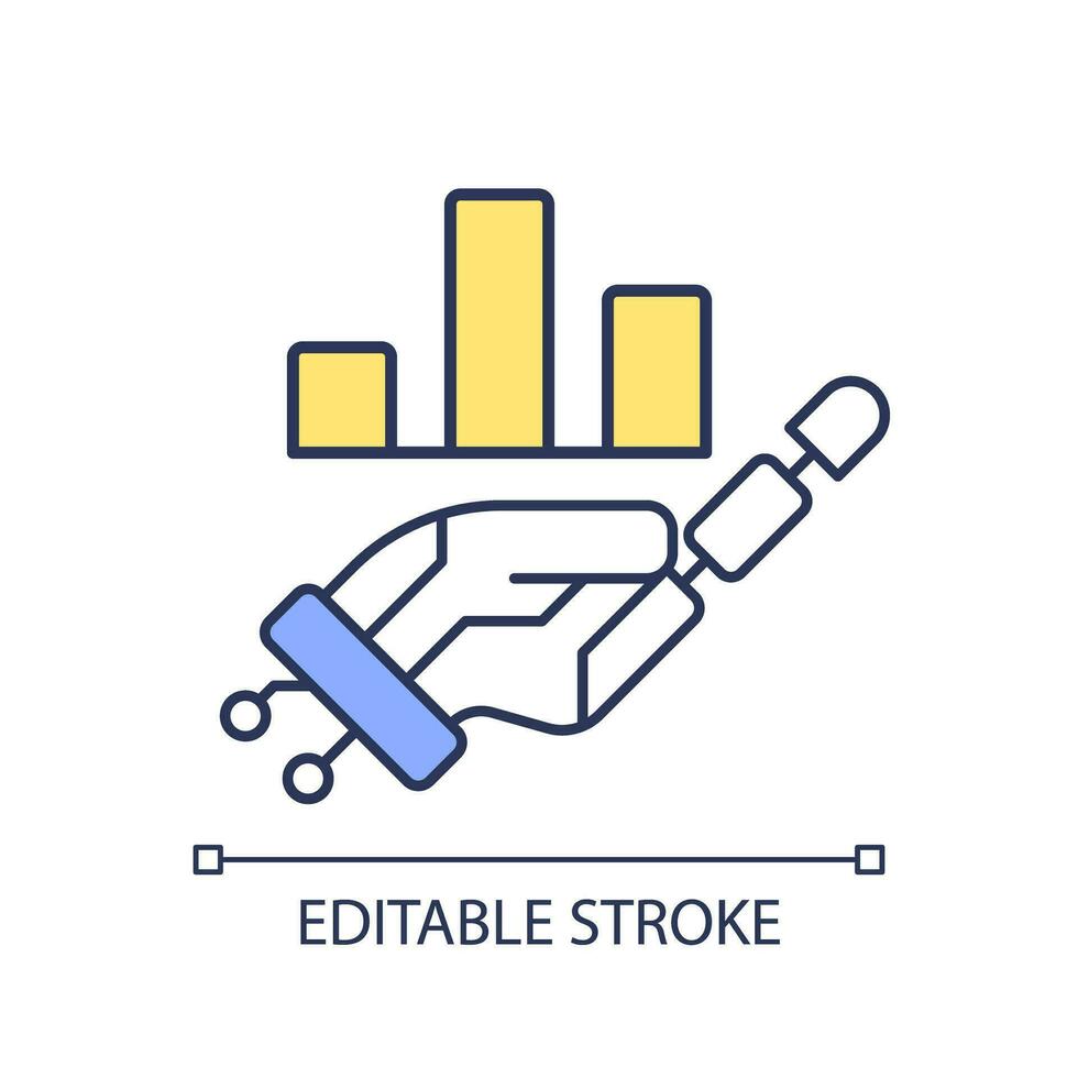 2D editable data assessment icon representing AI ops, isolated vector, multicolor thin line illustration. vector