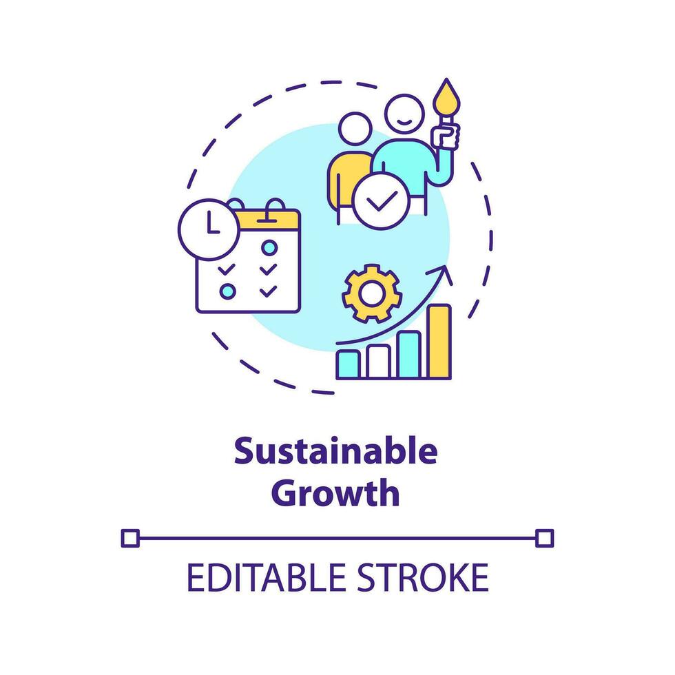 2D editable multicolor icon sustainable growth concept, isolated vector, mindful entrepreneurship thin line illustration. vector