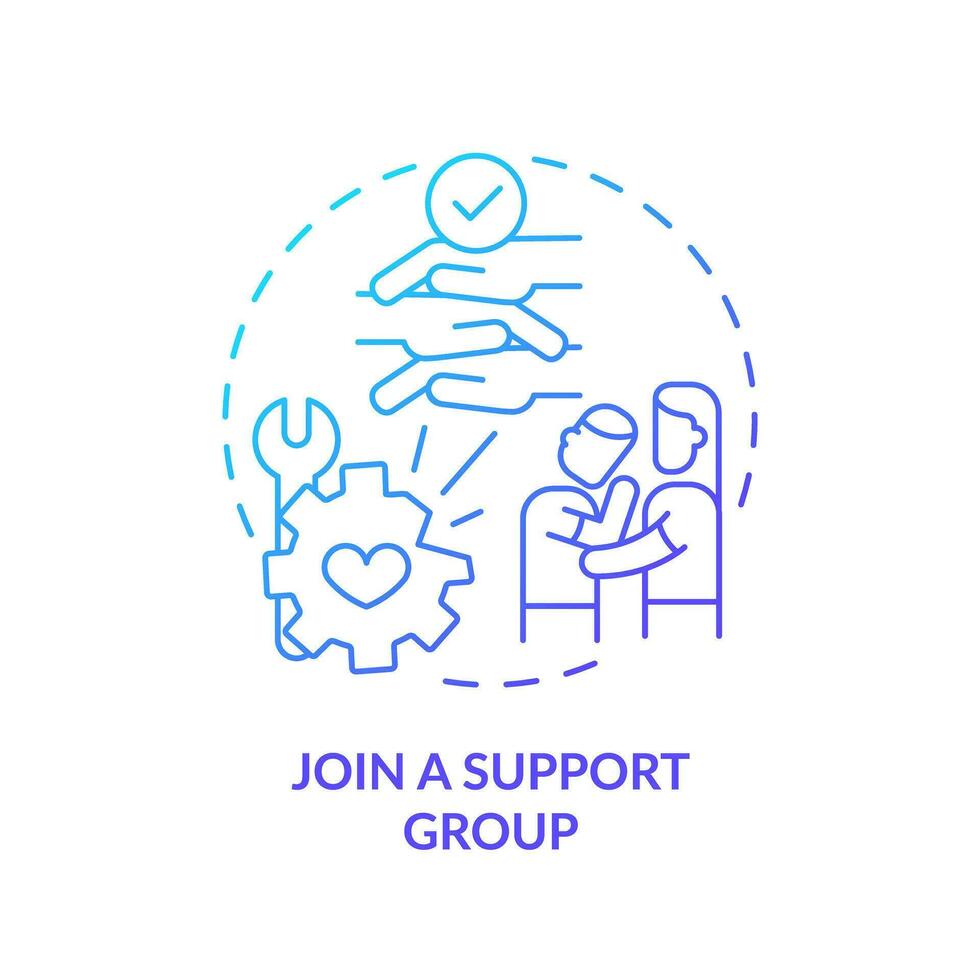 2D thin line gradient icon join a support group concept, isolated vector, blue illustration representing codependent relationship. vector