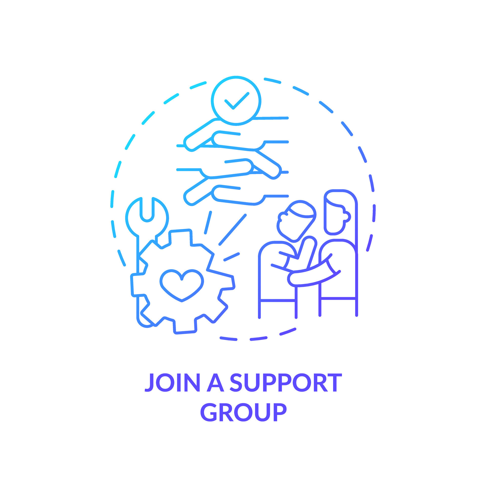 2D thin line gradient icon join a support group concept, isolated