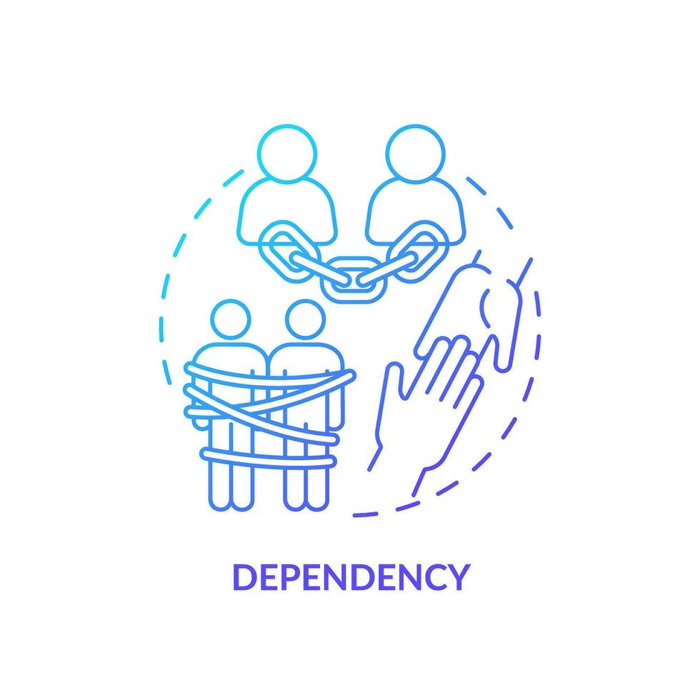 2D thin line gradient icon dependency concept, isolated vector, blue illustration representing codependent relationship. vector