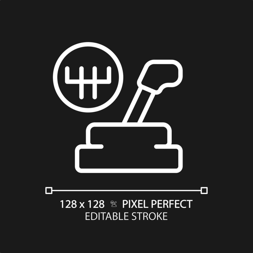 2D pixel perfect editable white car gear lever icon, isolated vector, thin line simple illustration representing car service and repair. vector