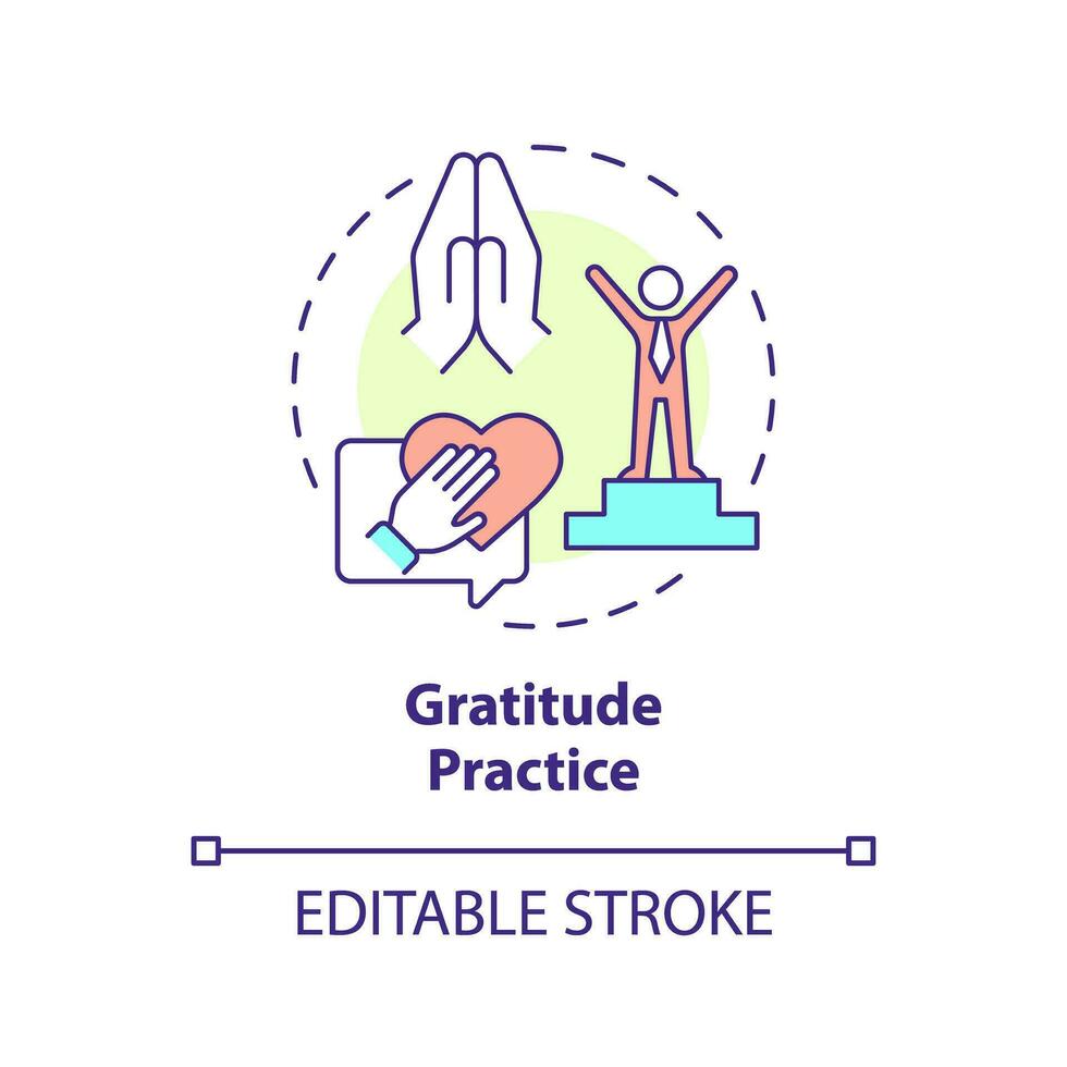 2D editable multicolor icon gratitude practice concept, isolated vector, mindful entrepreneurship thin line illustration. vector