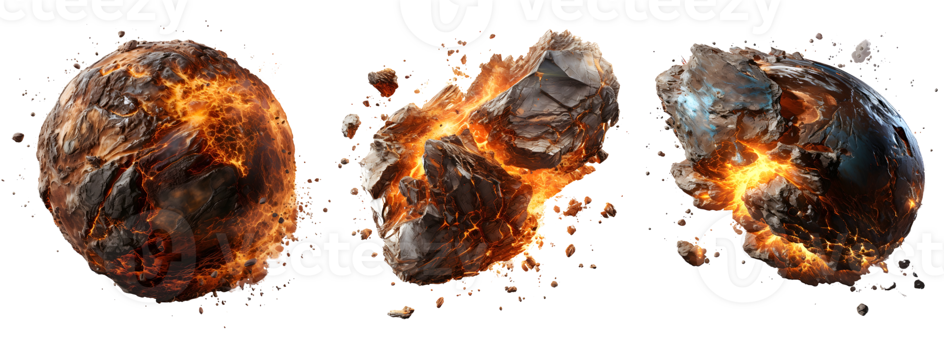 AI generated Falling Meteor Rocks Bursting in Intensity png