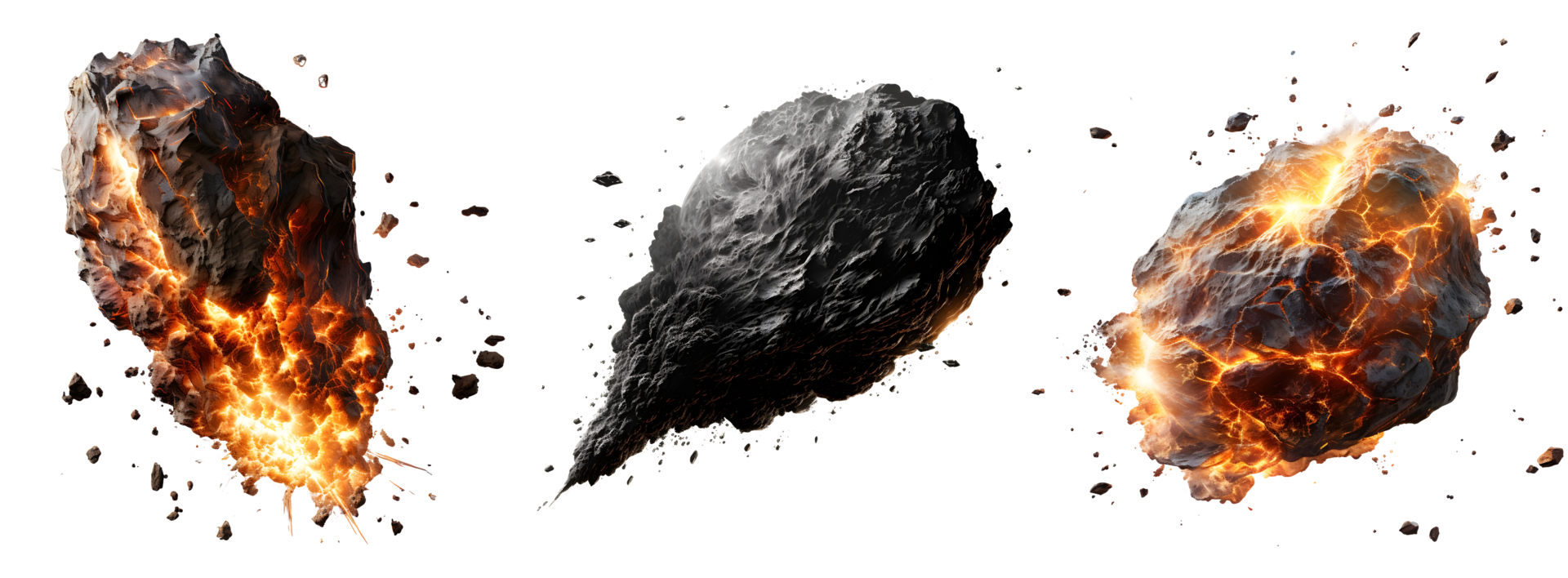 AI generated Exploding Meteor Rocks in Dynamic Set png
