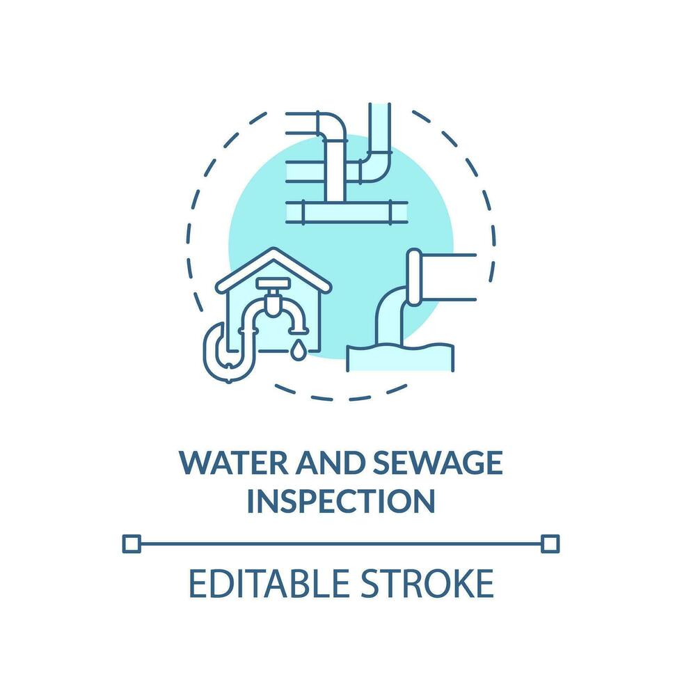2D editable blue water and sewage inspection icon, monochromatic isolated vector, construction cost thin line illustration. vector